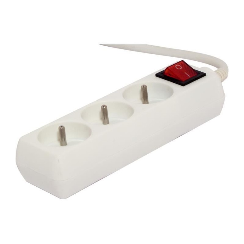 Bloc avec interrupteur - CHACON - 3 x 16 A - 1,5 m - Blanc (FR) Bloc avec interrupteur - CHACON - 3 x 16 A - 1,5 m - Blanc (FR)