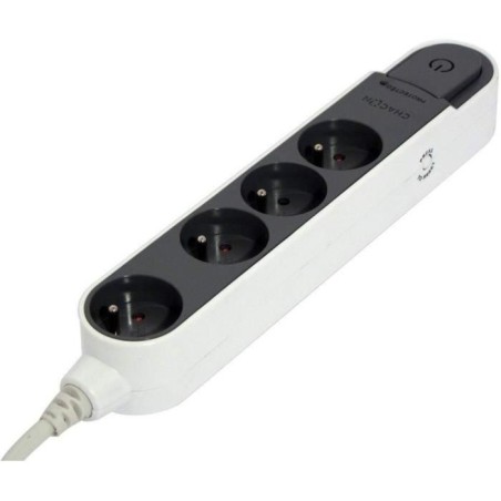 Multiprise - CHACON - Bloc multiprise parafoudre avec interrupteur 4 prises - Gris - 16A - 5m