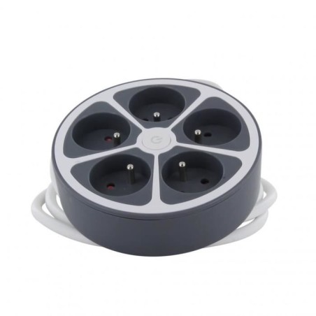 Chacon Multiprise bureau 16A.250V-Max 3680W 5x16A cable 1,5m- Couleur gris -Interrupteur