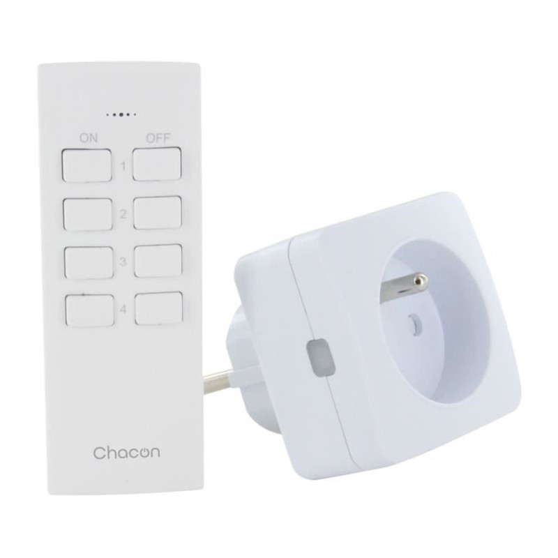 Set 2 mini prises - CHACON - On/Off - 2300 W (FR) + télécommande - B Set 2 mini prises - CHACON - On/Off - 2300 W (FR) + télécommande - B