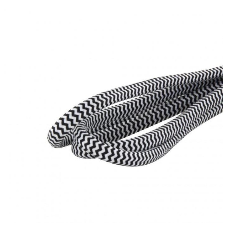 Chacon Rallonge textile noire/blanc 6A - 1,5m-Fiche noire Chacon Rallonge textile noire/blanc 6A - 1,5m-Fiche noire