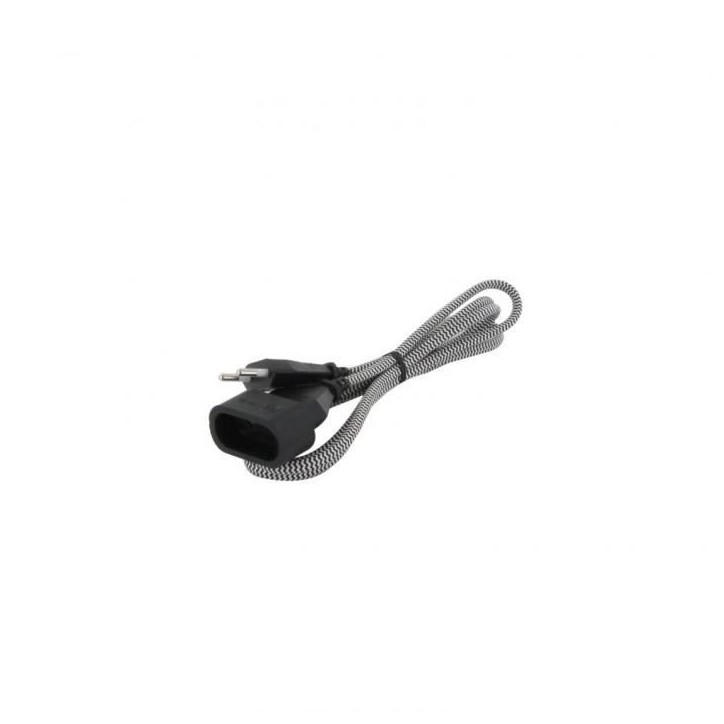 Chacon Rallonge textile noire/blanc 6A - 1,5m-Fiche noire Chacon Rallonge textile noire/blanc 6A - 1,5m-Fiche noire