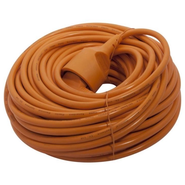 Prolongateur - CHACON - HO5VVF - 3 x 1,5mm2 - 25 m - Orange (FR)