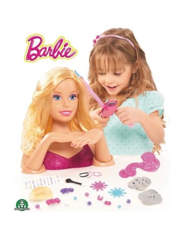 Tete a coiffer Barbie - Giochi Preziosi - 38 cm - Rose - Jouet de coiffure