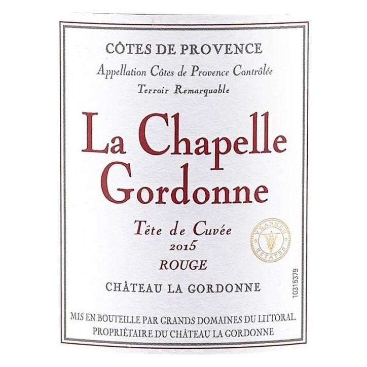 La Chapelle Gordonne Tete de cuvée 2016 Côtes de Provence - Vin rouge de Provence