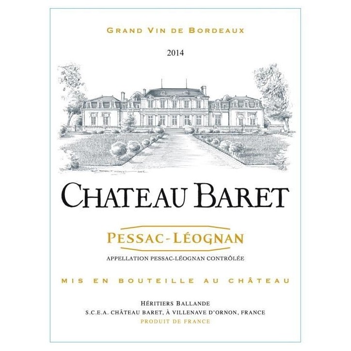 Château Baret 2014 Pessac-Léognan - Vin rouge de Bordeaux