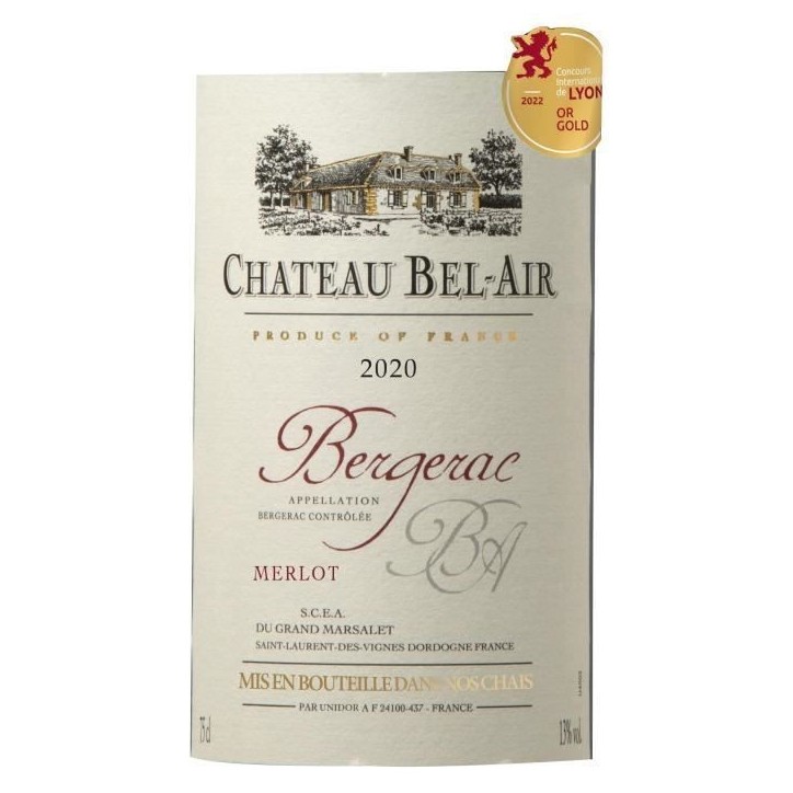 Château Bel-Air 2020 Bergerac - Vin rouge du Sud Ouest