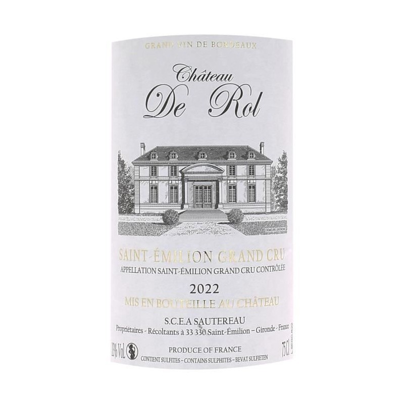 Château de Rol 2022 Saint-Emilion Grand Cru - Vin rouge de Bordeaux