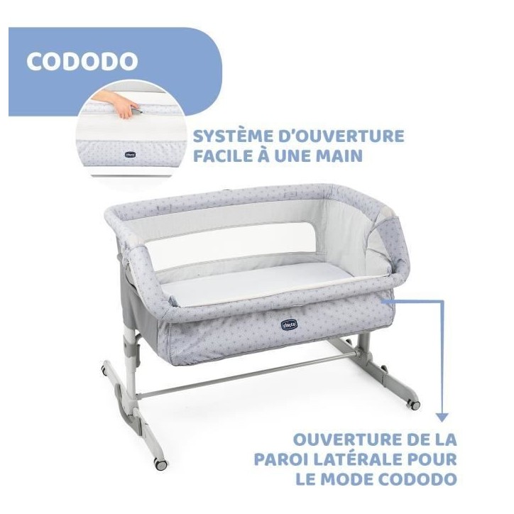 Berceau cododo Next2Me Dream Silver - CHICCO - A partir de 0 mois - Hauteur réglable - Matelas inclus Berceau cododo Next2Me Dream Silver - CHICCO - A partir de 0 mois - Hauteur réglable - Matelas inclus