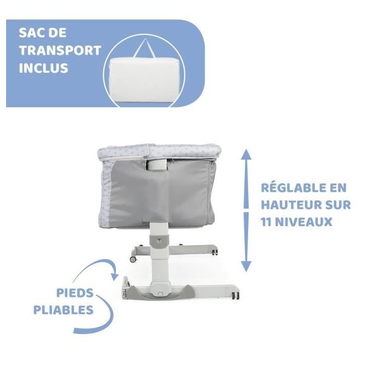 Berceau cododo Next2Me Dream Silver - CHICCO - A partir de 0 mois - Hauteur réglable - Matelas inclus Berceau cododo Next2Me Dream Silver - CHICCO - A partir de 0 mois - Hauteur réglable - Matelas inclus