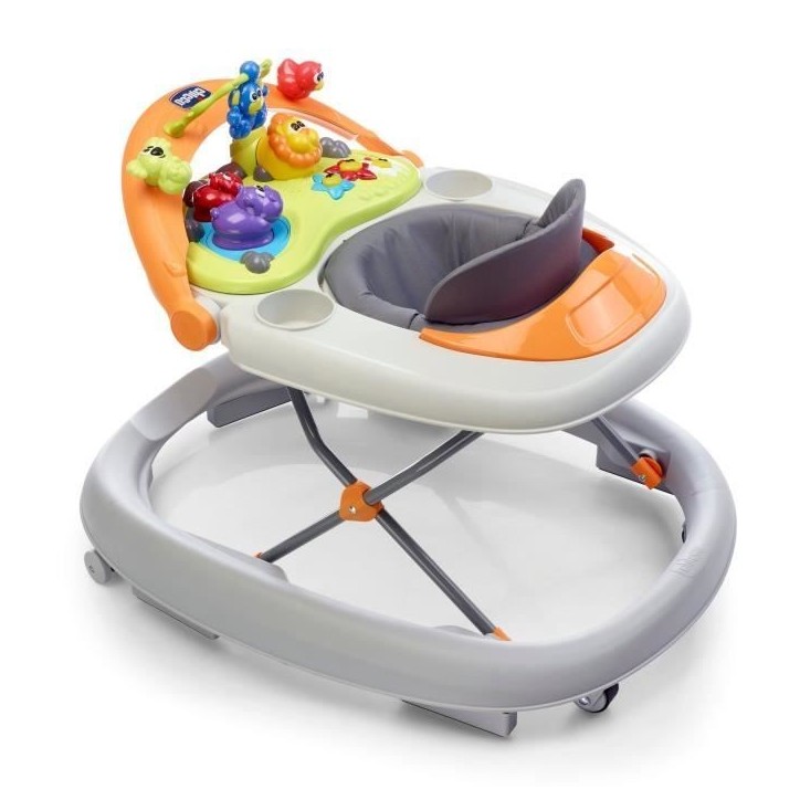 Trotteur Walky Talky Grey - Sons et Lumieres - 4 roues - 6 freins - CHICCO