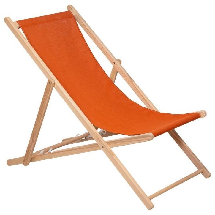 JARDIN PRIVE - Chilienne en bois coloris paprika - Tissu traité déperlant JARDIN PRIVE - Chilienne en bois coloris paprika - Tissu traité déperlant
