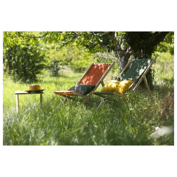 JARDIN PRIVE - Chilienne en bois coloris paprika - Tissu traité déperlant JARDIN PRIVE - Chilienne en bois coloris paprika - Tissu traité déperlant