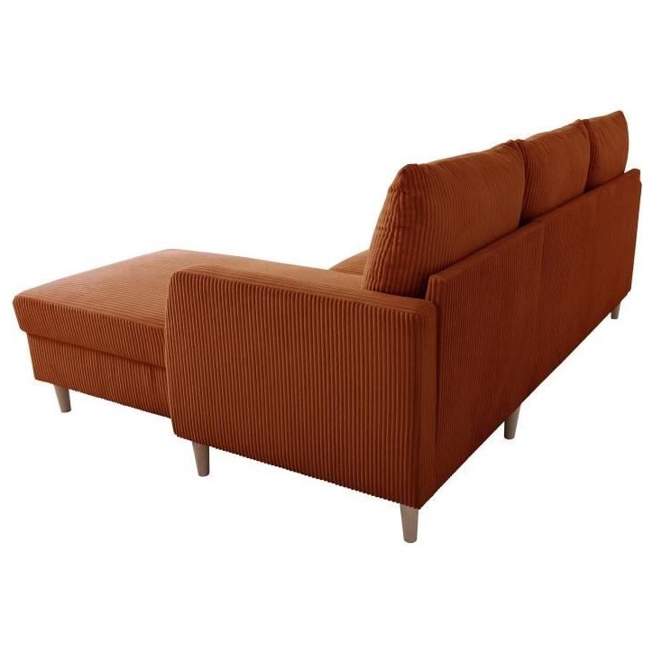 Canapé d'angle fixe - 3 places - CHIPY - Tissu Lincoln Terracotta - Pieds bois nature - 192 x 82 x 138 cm Canapé d'angle fixe - 3 places - CHIPY - Tissu Lincoln Terracotta - Pieds bois nature - 192 x 82 x 138 cm
