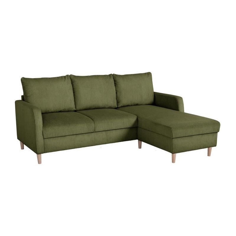 Canapé d'angle fixe - 3 places - CHIPY - Tissu Lincoln Kaki - Pieds b Canapé d'angle fixe - 3 places - CHIPY - Tissu Lincoln Kaki - Pieds b