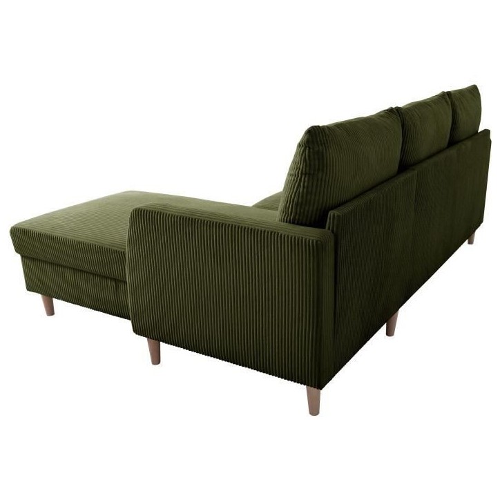 Canapé d'angle fixe - 3 places - CHIPY - Tissu Lincoln Kaki - Pieds bois nature - 192 x 82 x 138 cm Canapé d'angle fixe - 3 places - CHIPY - Tissu Lincoln Kaki - Pieds bois nature - 192 x 82 x 138 cm