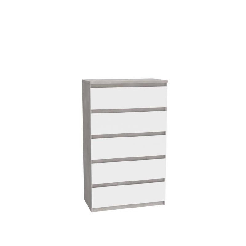Commode CHELSEA 5 tiroirs - L 77,2 x P 42,2 x H 128,1 - Décor optique Commode CHELSEA 5 tiroirs - L 77,2 x P 42,2 x H 128,1 - Décor optique