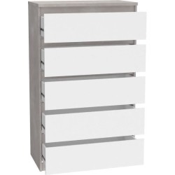 Commode CHELSEA 5 tiroirs - L 77,2 x P 42,2 x H 128,1 - Décor optique