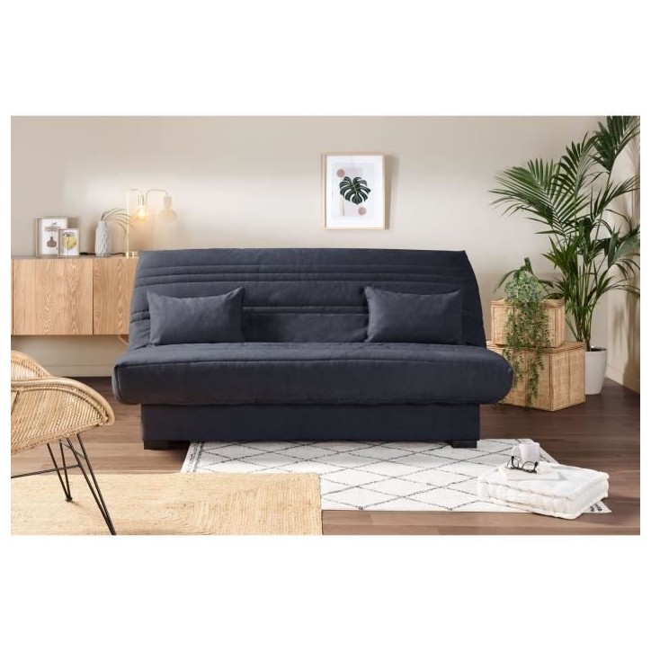 Banquette clic clac 3 places - Matelas 17 cm - Tissu gris anthracite - L199 x P96 x H103 cm - CHLoe