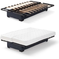 Banquette clic clac 3 places - Matelas 17 cm - Tissu gris anthracite -