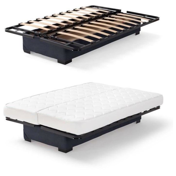 Banquette clic clac 3 places - Matelas 17 cm - Tissu gris anthracite - L199 x P96 x H103 cm - CHLoe