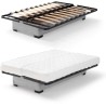 Banquette clic clac 3 places - Matelas 17 cm - Tissu gris clair - L199