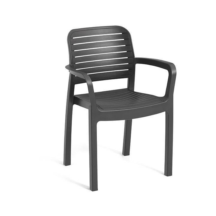Allibert by KETER - Chloe - lot de 6 fauteuils de jardin - en résine aspect rotin tressé - gris graphite Allibert by KETER - Chloe - lot de 6 fauteuils de jardin - en résine aspect rotin tressé - gris graphite