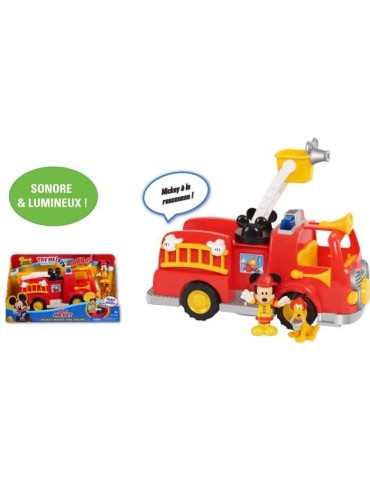 Camion de Pompier Mickey avec fonctions sonores et lumineuses - MCC00 - 2 figurines incluses