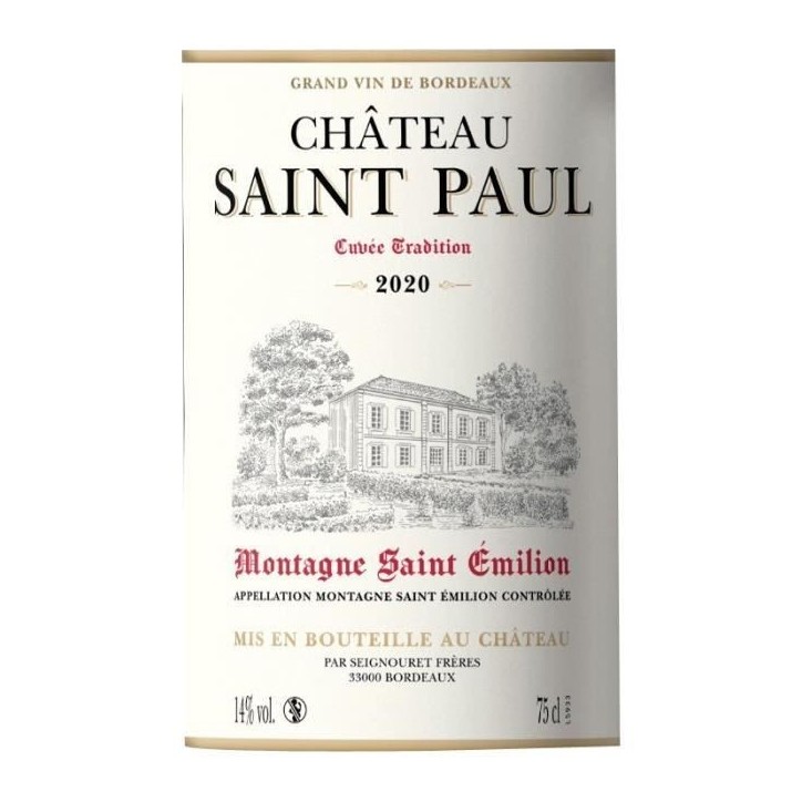 Château Saint Paul Cuvée Tradition 2021 Montagne Saint-Emilion - Vin rouge de Bordeaux Château Saint Paul Cuvée Tradition 2021 Montagne Saint-Emilion - Vin rouge de Bordeaux