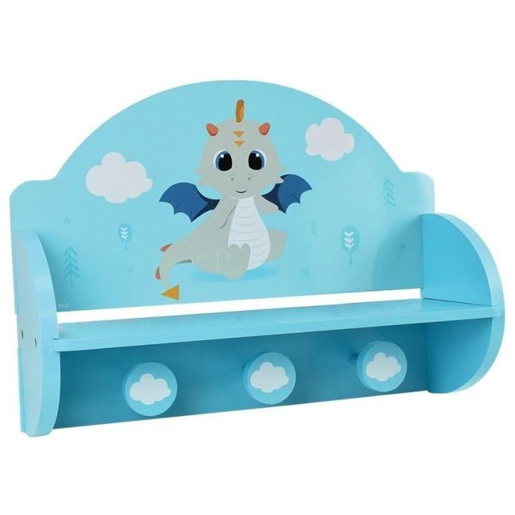 FUN HOUSE Léon le Dragon 713338 ETAGERE PORTEMANTEAU Dimensions : ± H. 33 x L. 46 x P. 15 cm pour enfant