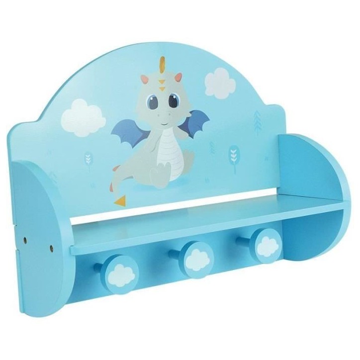 FUN HOUSE Léon le Dragon 713338 ETAGERE PORTEMANTEAU Dimensions : ± H. 33 x L. 46 x P. 15 cm pour enfant
