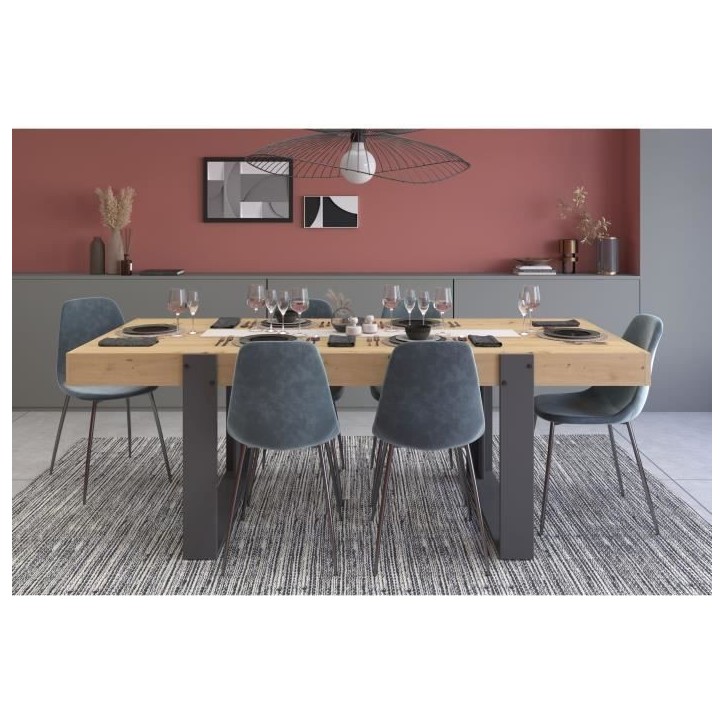 Ensemble enfilade + table LOFT - PARISOT - Chene Artisan et gris - 3 portes - 8 personnes Ensemble enfilade + table LOFT - PARISOT - Chene Artisan et gris - 3 portes - 8 personnes