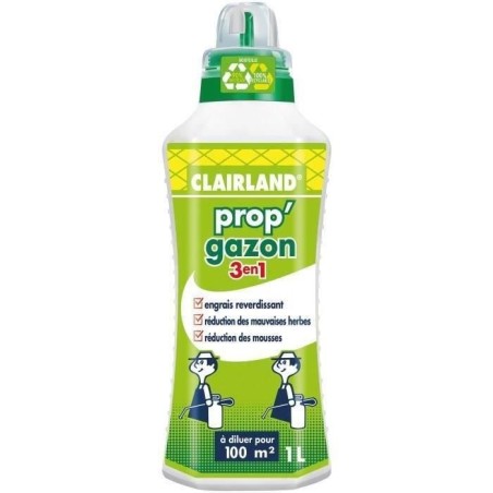 CLAIRLAND Engrais Gazon liquide PROP'GAZON 3 en 1 - concentré 1 L