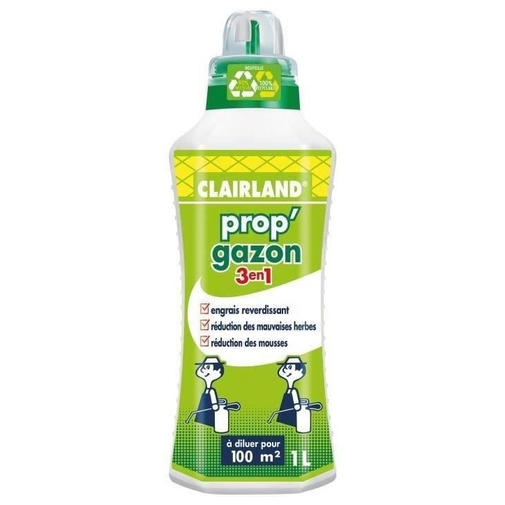CLAIRLAND Engrais Gazon liquide PROP'GAZON 3 en 1 - concentré 1 L CLAIRLAND Engrais Gazon liquide PROP'GAZON 3 en 1 - concentré 1 L