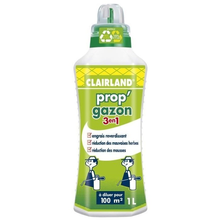 CLAIRLAND Engrais Gazon liquide PROP'GAZON 3 en 1 - concentré 1 L CLAIRLAND Engrais Gazon liquide PROP'GAZON 3 en 1 - concentré 1 L