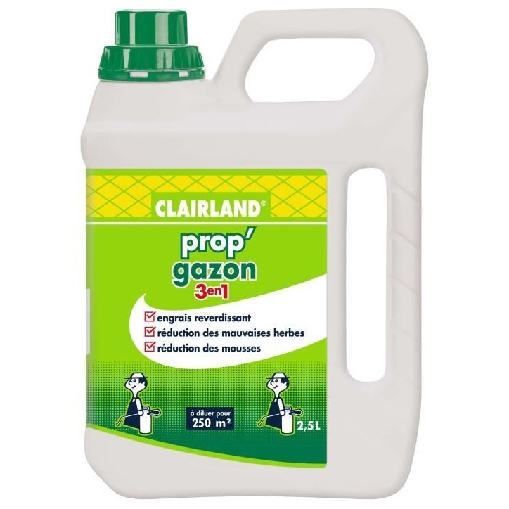 Engrais gazon Liquide - CLAIRLAND - Prop'Gazon - 3 en 1 - Concentré - 2,5 L