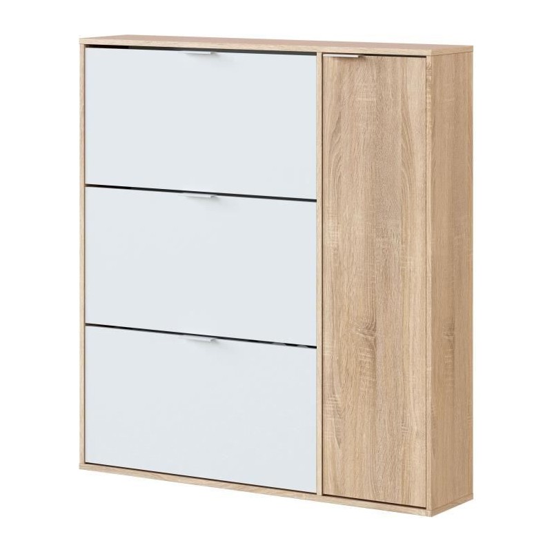 Meuble a chaussure - CLASS - 3 tiroirs abattants et 1 porte - Chene ca Meuble a chaussure - CLASS - 3 tiroirs abattants et 1 porte - Chene ca