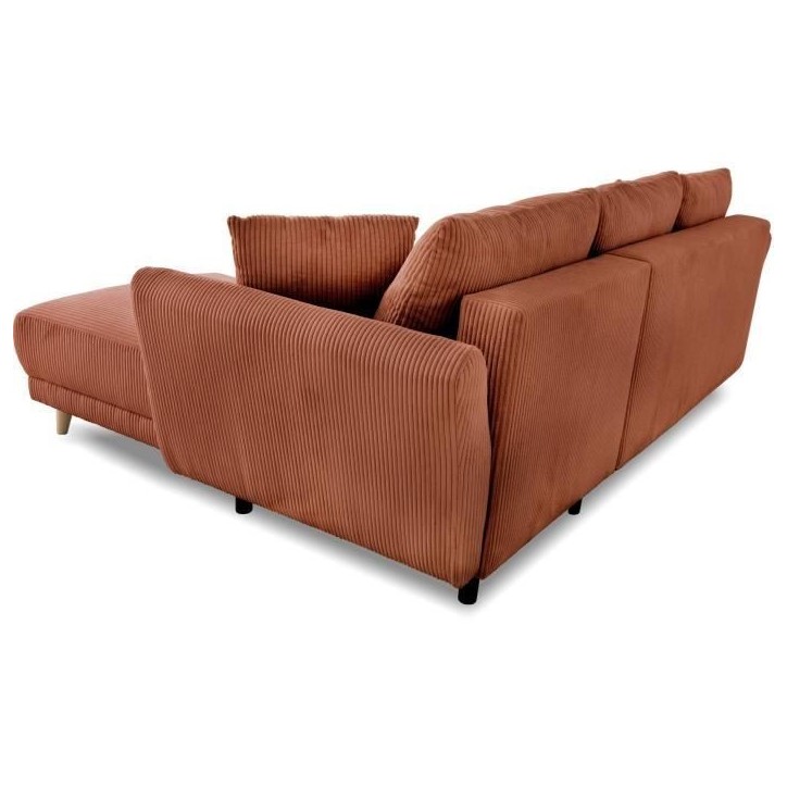 Canapé d'angle convertible réversible - 3 / 4 places - CLAUDIUS - Tissu Velours côtelé Terracotta - Coffre - 244 x 158 x 86 Canapé d'angle convertible réversible - 3 / 4 places - CLAUDIUS - Tissu Velours côtelé Terracotta - Coffre - 244 x 158 x 86