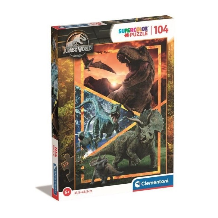 CLEMENTONI Puzzle 104 pieces Jurassic World Super Color, Des 6 ans CLEMENTONI Puzzle 104 pieces Jurassic World Super Color, Des 6 ans