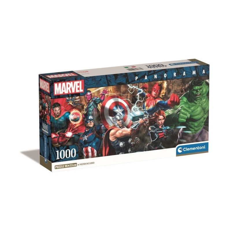 Puzzle Panorama 1000 pieces - CLEMENTONI - MARVEL - Poster inclus - Mu Puzzle Panorama 1000 pieces - CLEMENTONI - MARVEL - Poster inclus - Mu