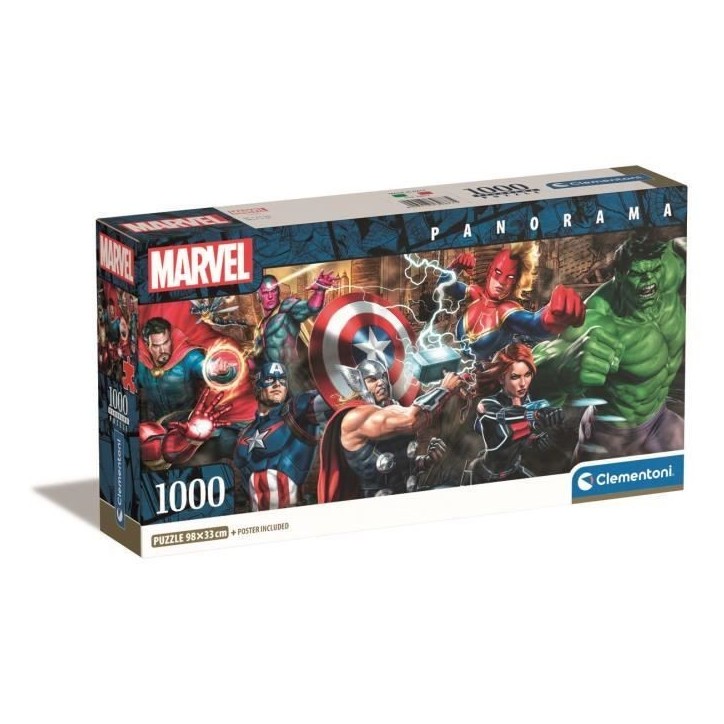 Puzzle Panorama 1000 pieces - CLEMENTONI - MARVEL - Poster inclus - Multicolore - Pour adultes Puzzle Panorama 1000 pieces - CLEMENTONI - MARVEL - Poster inclus - Multicolore - Pour adultes