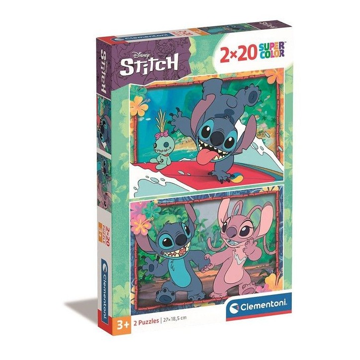 Puzzle Stitch 2x20 pieces, Pour enfants a partir de 3 ans, Theme dessins animés, CLEMENTONI Puzzle Stitch 2x20 pieces, Pour enfants a partir de 3 ans, Theme dessins animés, CLEMENTONI