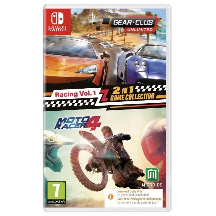 Racing Vol. 1 : 2 en 1 Game Collection - Gear Club Unlimited + Moto Racer 4 - Jeu Nintendo Switch - Code in a Box