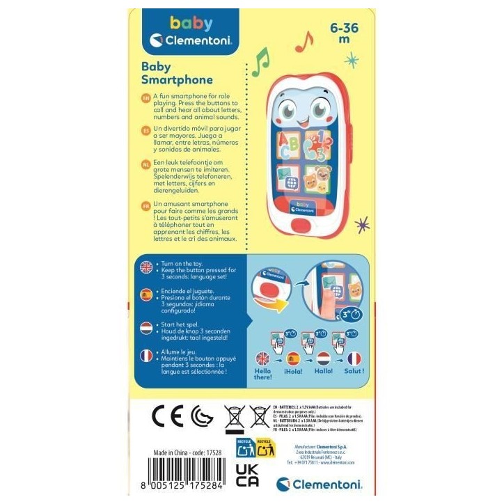 Le smartphone de Bébé parlant CLEMENTONI Le smartphone de Bébé parlant CLEMENTONI