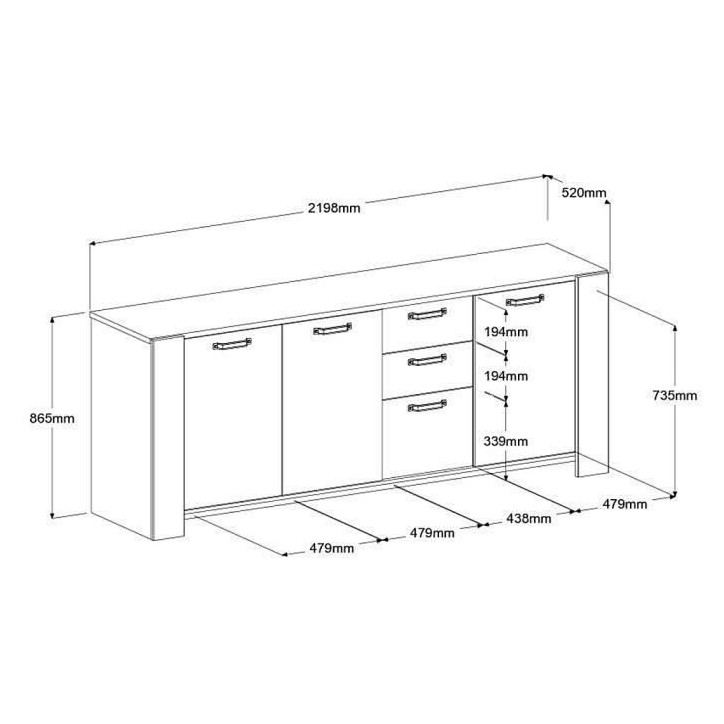 Ensemble enfilade + table LOFT - PARISOT - Chene Artisan et gris - 3 portes - 8 personnes Ensemble enfilade + table LOFT - PARISOT - Chene Artisan et gris - 3 portes - 8 personnes