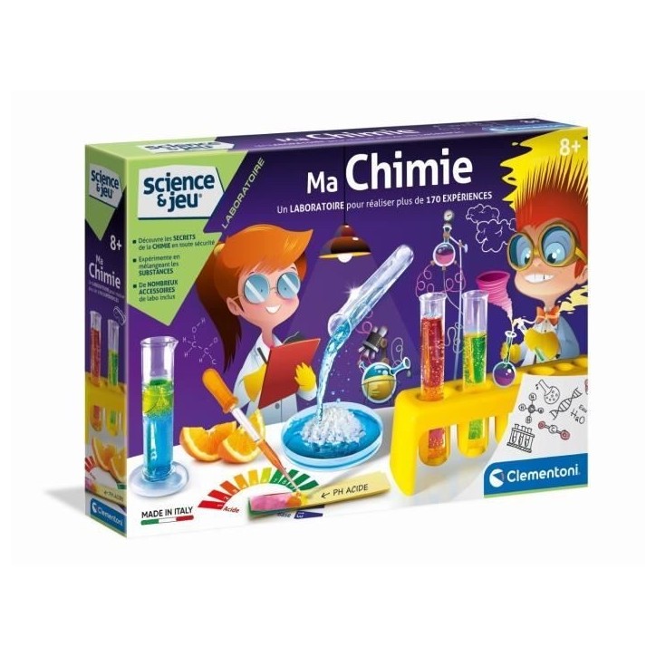 Clementoni - Science & Jeu - Ma chimie - Réalise plus de 170 expériences sans danger - A partir de 8 ans Clementoni - Science & Jeu - Ma chimie - Réalise plus de 170 expériences sans danger - A partir de 8 ans
