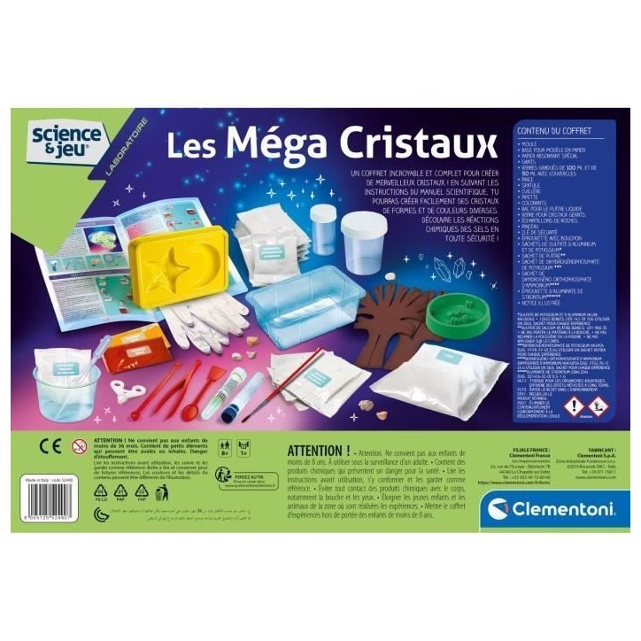 Clementoni - Science & Jeu - Les méga cristaux - Création de cristaux - Fabriqué en Italie Clementoni - Science & Jeu - Les méga cristaux - Création de cristaux - Fabriqué en Italie