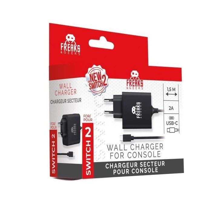 Chargeur secteur - FREAKS AND GEEKS - Nintendo Switch 2 - 30 W - Noir Chargeur secteur - FREAKS AND GEEKS - Nintendo Switch 2 - 30 W - Noir