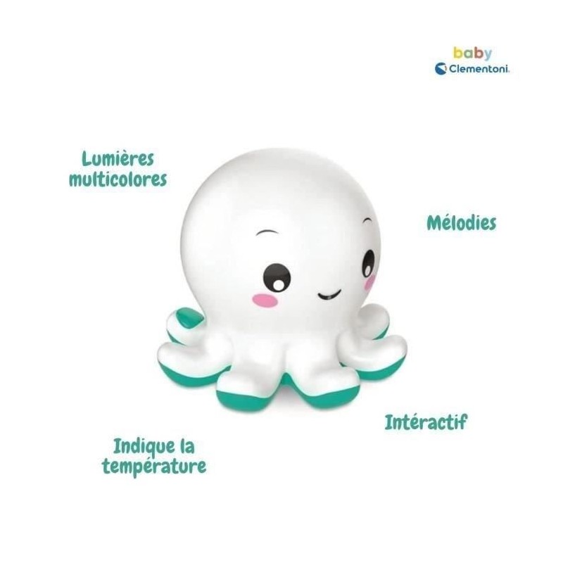 Jouet de bain interactif Baby Clementoni - Colin le poulpe lumineux et Jouet de bain interactif Baby Clementoni - Colin le poulpe lumineux et