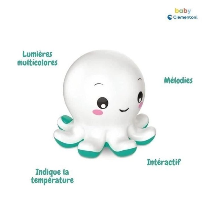 Jouet de bain interactif Baby Clementoni - Colin le poulpe lumineux et musical Jouet de bain interactif Baby Clementoni - Colin le poulpe lumineux et musical